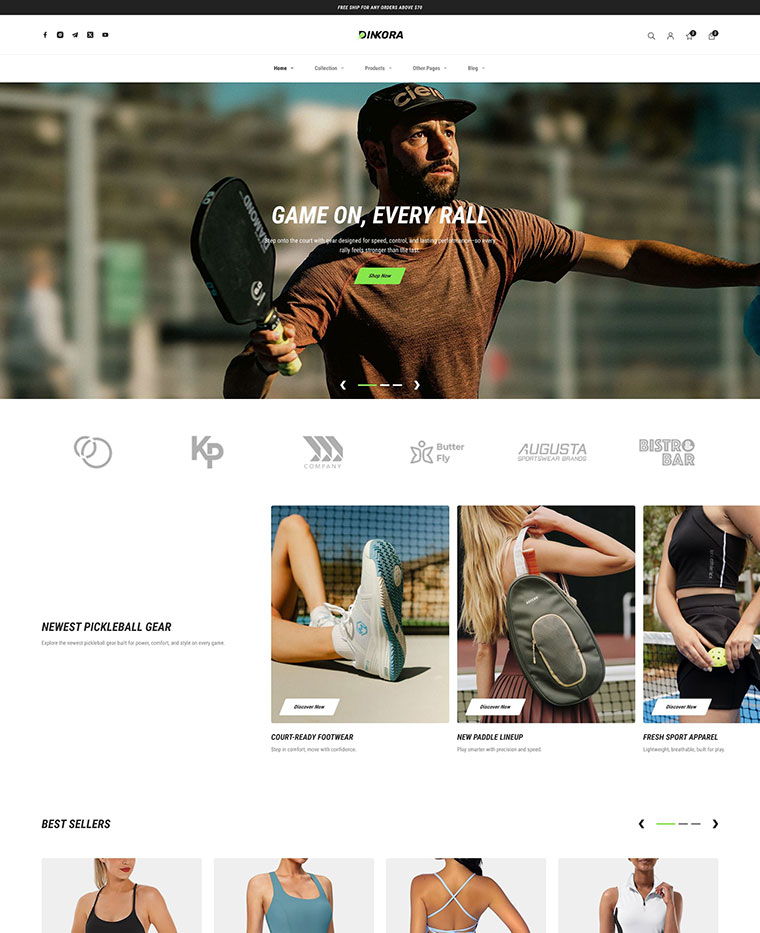 Pickleball & Sport Gears Shopify Theme